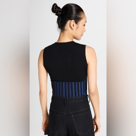 DION LEE Designer Blue/Black Two Tone Bone Corset Wool Blend Tank Top size 4 - Picture 2 of 12